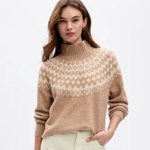 NEW Tan and Cream Fair Isle Women's Sweater